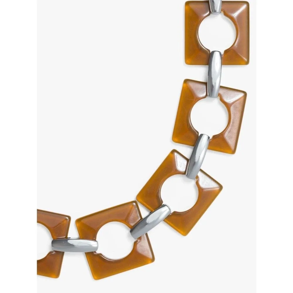 MOTHER Brown Resin Ring Chain Belt with Silver Links
